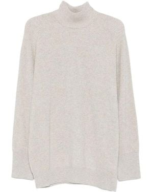 Brunello Cucinelli Roll-Neck Cashmere Sweater - White