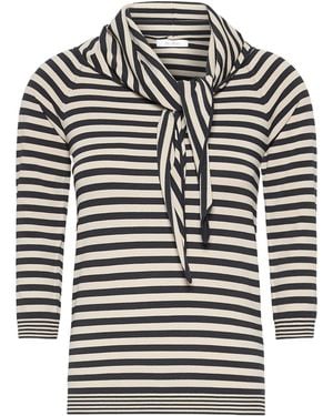 Max Mara Fenice Striped 3/4-Sleeve Scarf Jumper - Grey