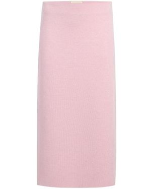 KHAITE Ribbed Midi Skirt - Pink