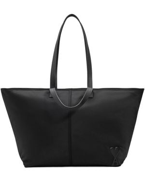 Ami Paris Nylon Canvas Marcel Shopping Bag - Black