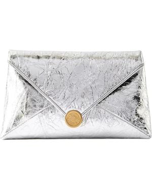 Dries Van Noten Leather Envelope Clutch Bag - Gray