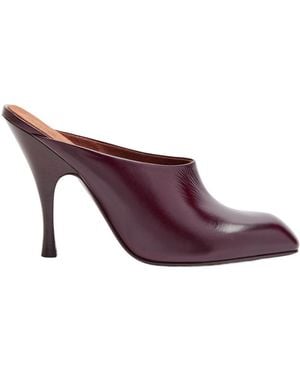 KHAITE Glossed Leather Mules - Purple