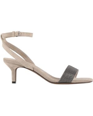 Brunello Cucinelli Chunky-Heeled Open-Heel Sandals - Metallic