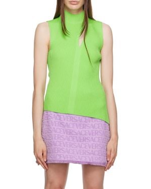 Versace Slashed High Neck Sweater - Green