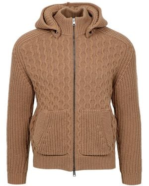 Tagliatore Long-Sleeved Knitted Cardigan - Brown