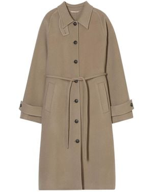 Closed Belted Coat - Natural
