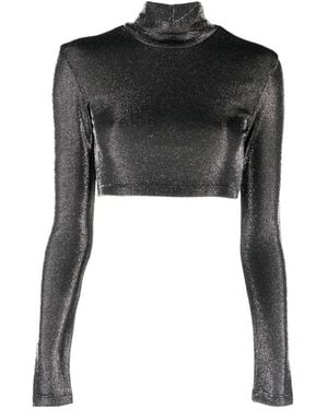 ROTATE BIRGER CHRISTENSEN Shiny Crop Top - Black