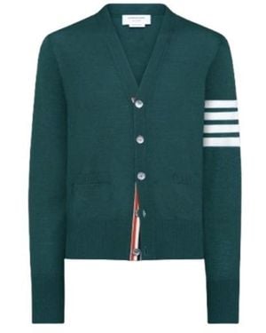 Thom Browne 4-Bar V-Neck Cardigan - Green