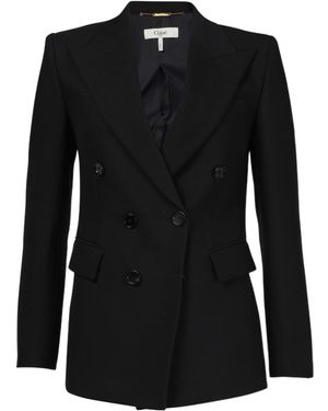 Chloé Lapel Long-Sleeved Suit Coat - Black