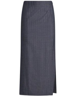 Etro High-Waist Striped Midi Pencil Skirt - Blue