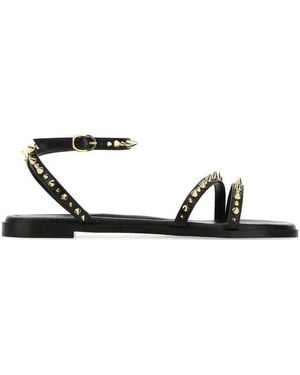 McQueen Studded Flat Sandals - White
