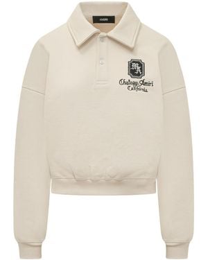 Amiri Ma Chateau Embroidered Polo Top - White