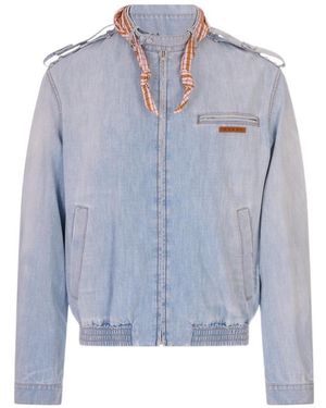 Marni Epaulette-Detail Zip-Up Jacket - Blue