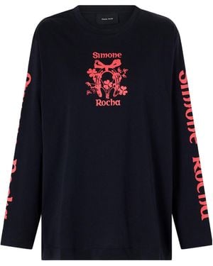 Simone Rocha Logo-Printed Cotton-Jersey T-Shirt - Blue