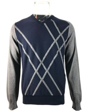EA7 Small V-Neck Long-Sleeved Jumper - Blue