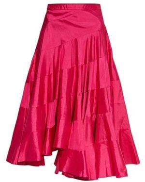 Tory Burch Silk Midi Skirt - Red