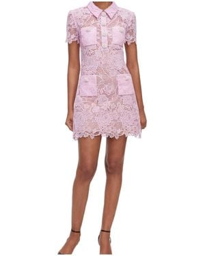 Self-Portrait Button-Front Dress - Pink