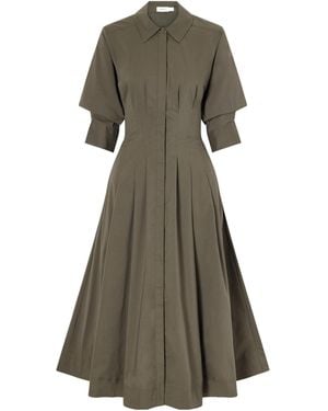 Jonathan Simkhai Jazz Pintucked Cotton-Blend Poplin Midi Shirt Dress - Grey