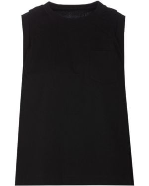 Sacai Pleat-Detail Cotton T-Shirt - Black