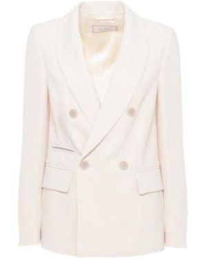 Peserico Double-Breasted Peak-Lapel Blazer - White