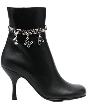 JW Anderson 80Mm Logo-Embellished Leather Boots - Black