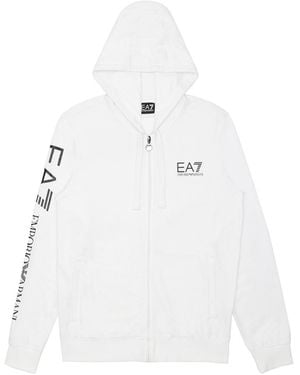 EA7 Logo Printed Hooded Casual Jacket - White