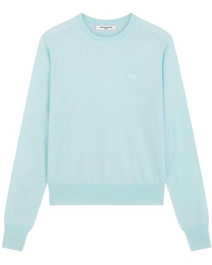 Maison Kitsuné Round-Collar Long-Sleeve Hoodie - Blue