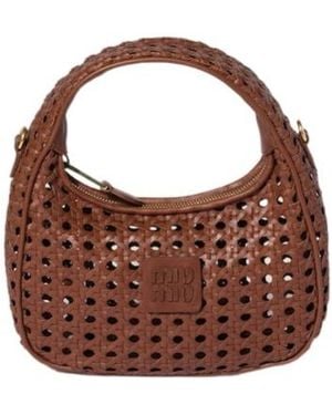 Miu Miu Wander Woven Leather Bag - Brown
