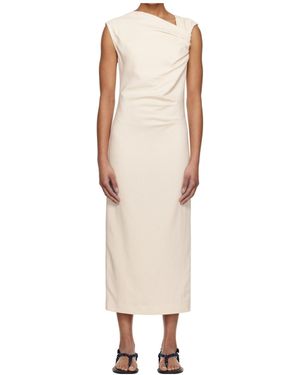 MSGM Ruched Slim Fit Dress - Natural