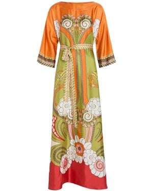 La DoubleJ Muumuu Printed Silk Maxi Dress - Orange
