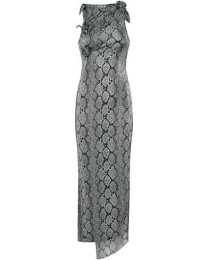 Coperni Asymmetrical Flower Dress - Grey