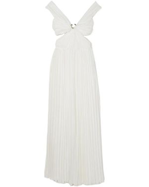 Chloé Pleated Silk Chiffon Dress Dress - White