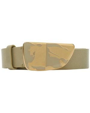 Burberry Shield Leather Belt - Natural