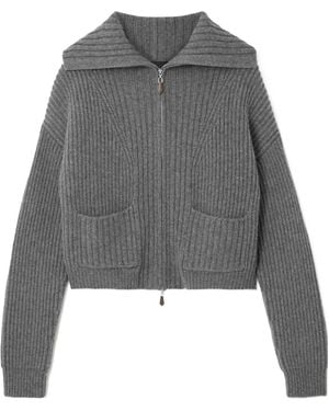 arch4 Nara Ribbed Cashmere Zip-Up Cardigan - Gray