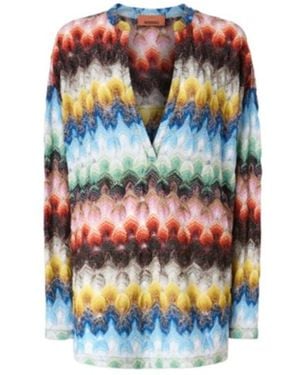 Missoni Textured V-Neck Knitted Top - Grey