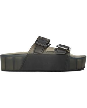 Balenciaga Buckle Platform Slippers - Black