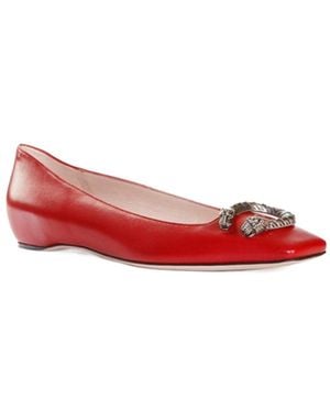 Gucci Square-Toed Ballet Shoes - Red