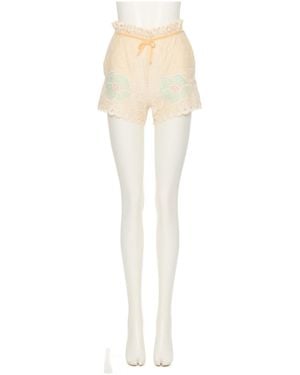 Valentino Embroidered Scalloped Shorts - White