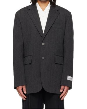 WOOYOUNGMI Single-Breasted Long-Sleeved Suit Jacket - Blue
