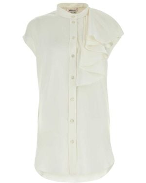 McQueen Satin Blouse Shirt - White