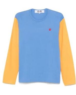 COMME DES GARÇONS PLAY Heart-Patch Two-Tone T-Shirt - Blue