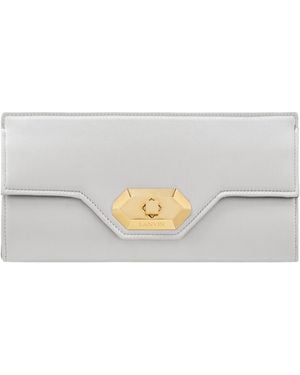 Lanvin Invitation Small Metallic Satin Clutch - Grey