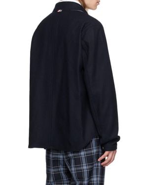 Thom Browne Stripe Detailed Buttoned Jacket - Blue