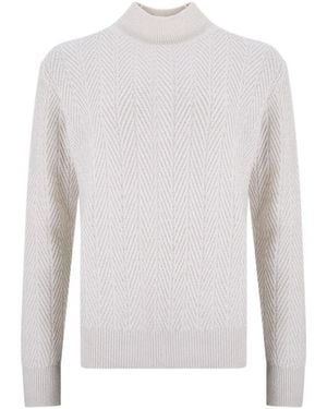 Herno High-Neck Textured Sweater - White