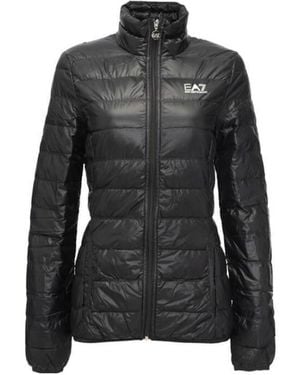 EA7 Logo Printed Down Jacket - Black
