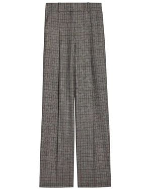 Theory Checked Tailored Trousers - Grey