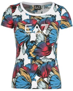 EA7 Item O-Neck Short-Sleeved T-Shirt - Blue
