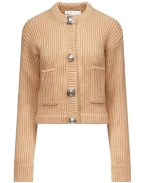 Area Gemstone Button Knit Cardigan - Natural