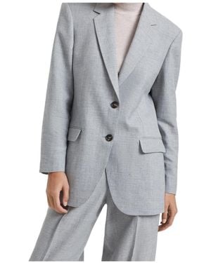 Brunello Cucinelli Single-Breasted Embellished Blazer - Grey