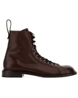 Versace Billy Lace-Up Boots - Brown